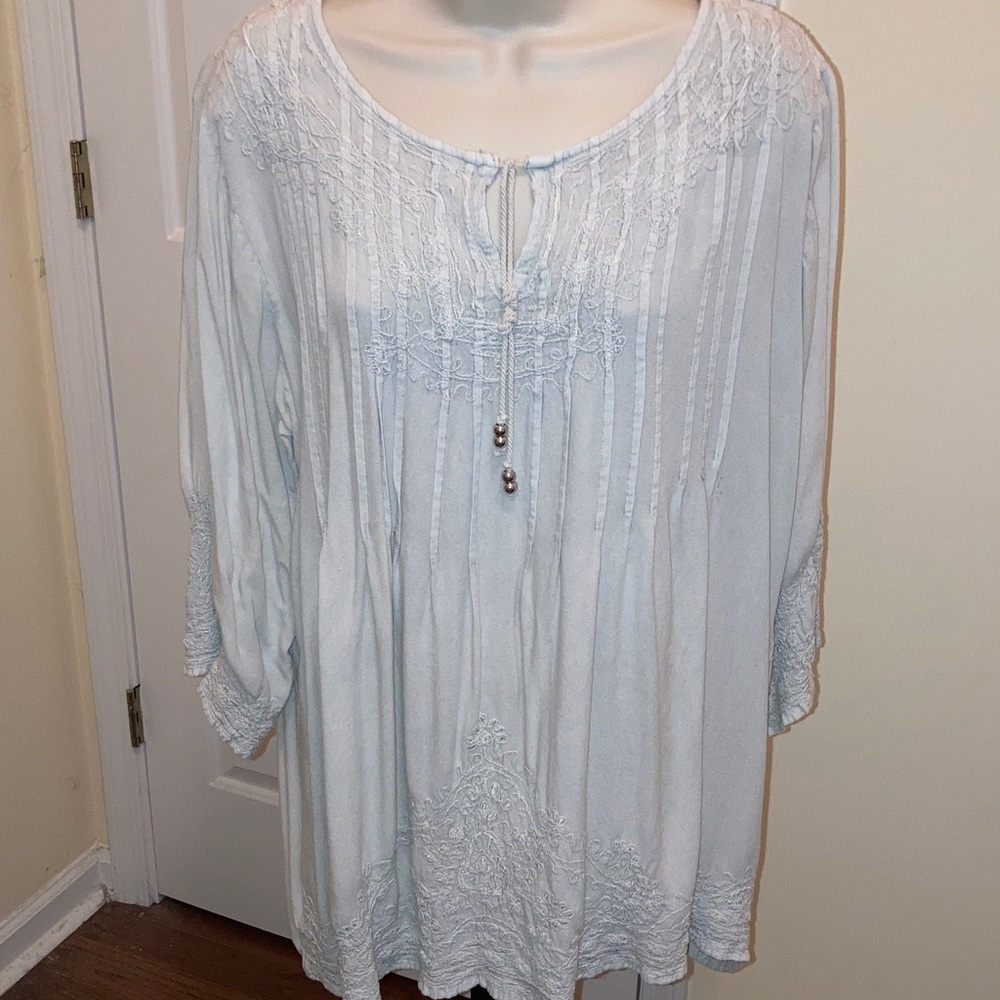 Light Sage Embroidered Tunic